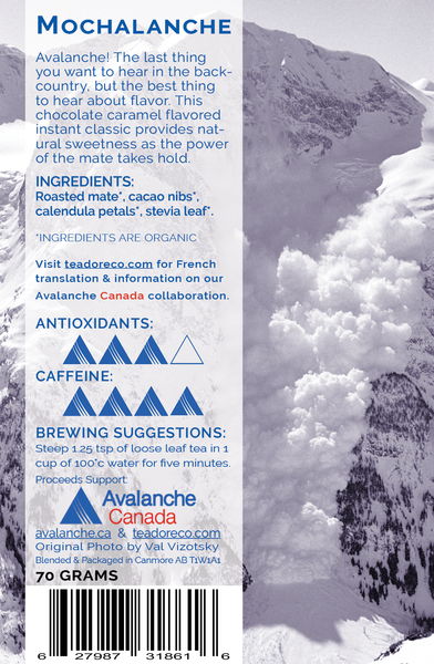 Mochalanche bag label - Avalanche Canada