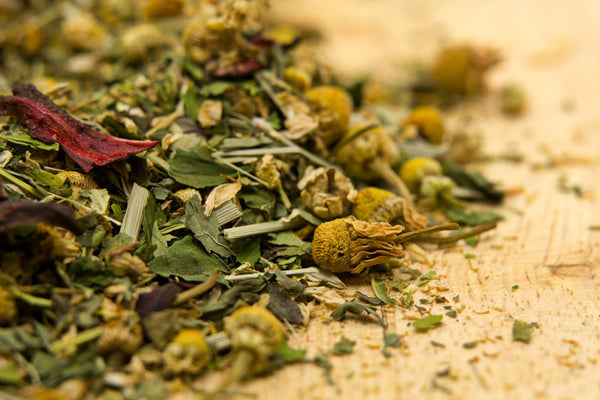 Nighty Night; Canadian herbal loose leaf tea made for night time, made with camomile, Alberta peppermint, lemongrass, and hibiscus